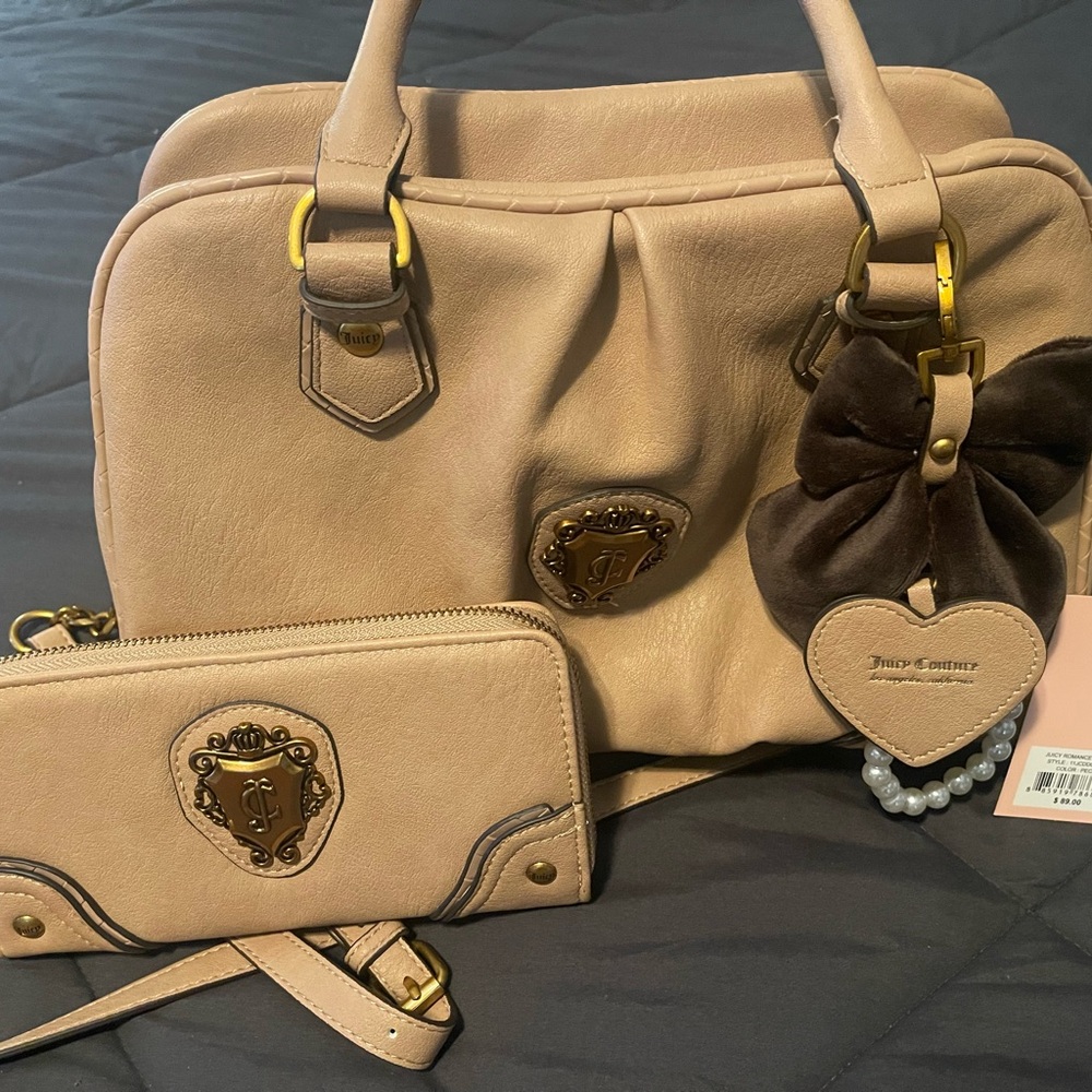 Juicy Couture Beige Satchel and Wallet Set